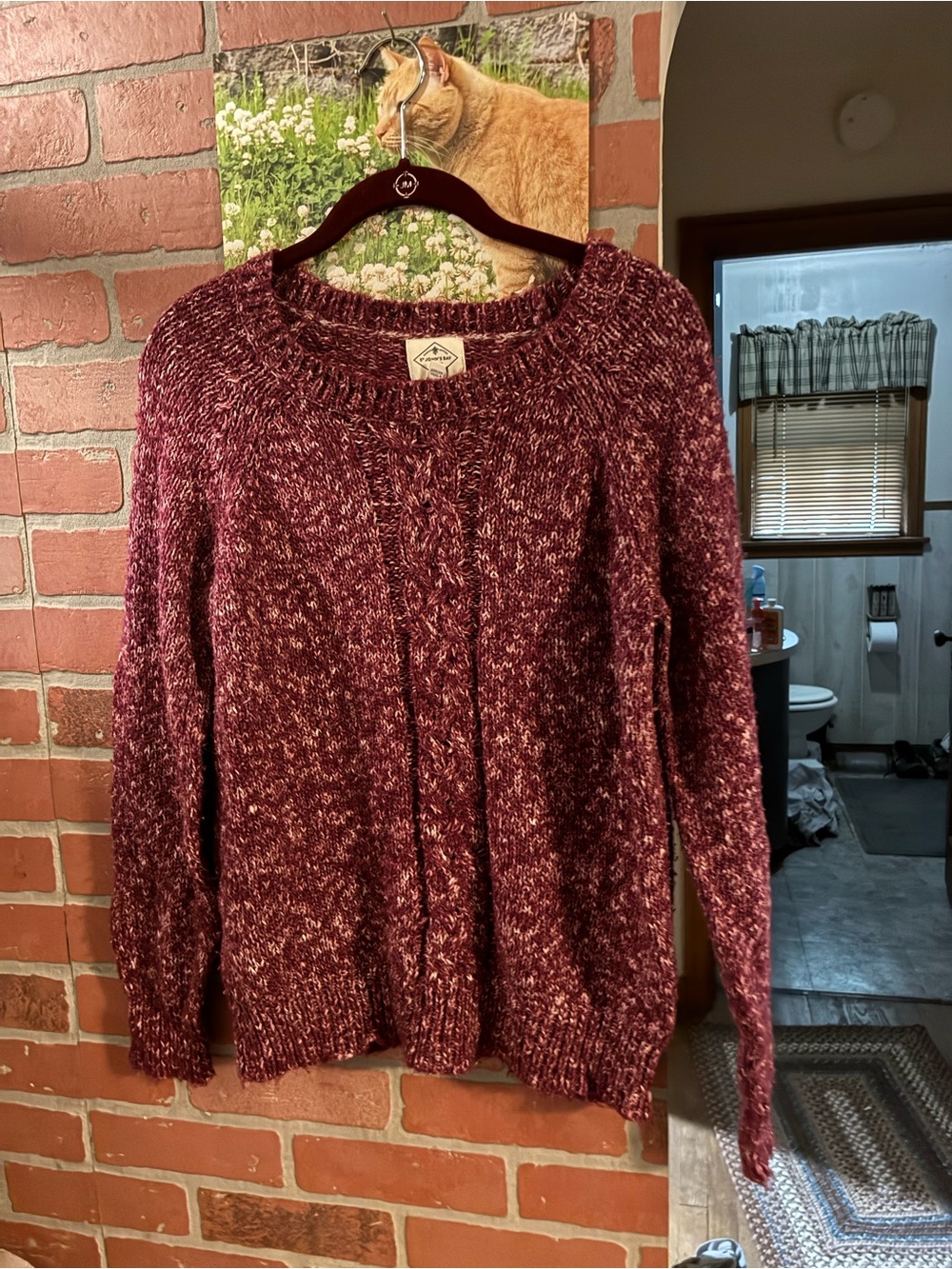 St. John's Bay Marled Burgundy Crewneck Sweater